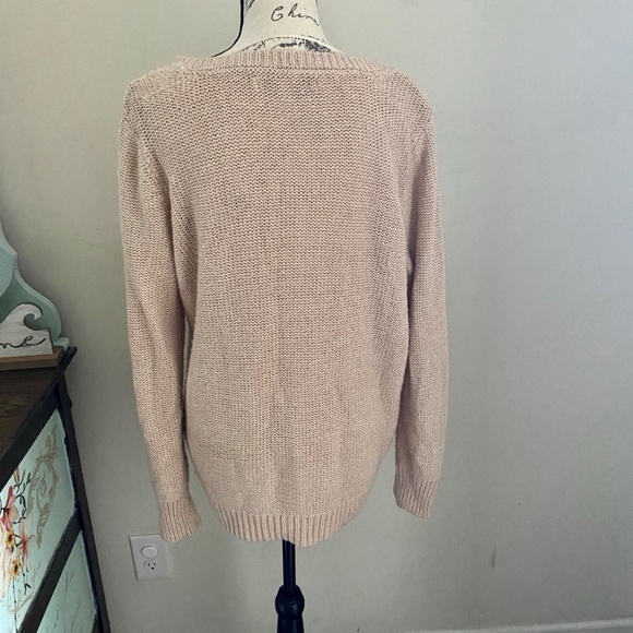 Lauren Conrad Pink Knit Sweater Lace Applique Hearts Size XL - Picture 3 of 9